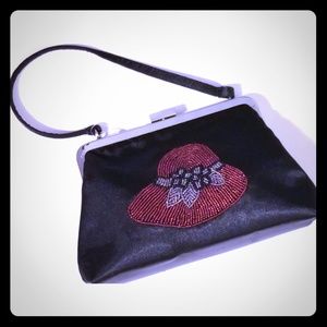 📍Vintage Sasha Satin Beaded Red Hat Small Purse